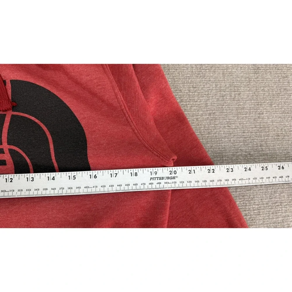 The North Face Hoodie Mens Small Red Pullover Graphic Sweatshirt Kangaroo Pocket